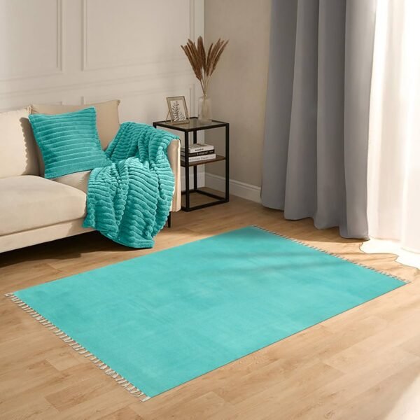Handmade Cotton Durry with Block Patterns - Image 3