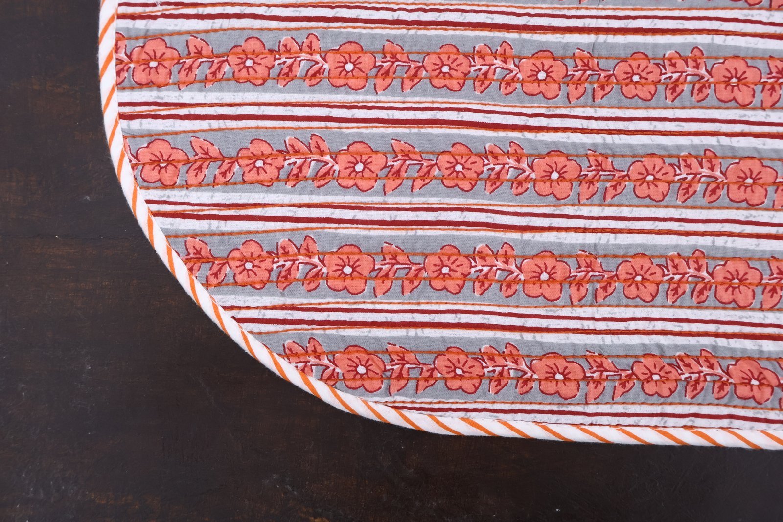 Bohemian Handblock Printed Cotton Decorative Mat - Image 3