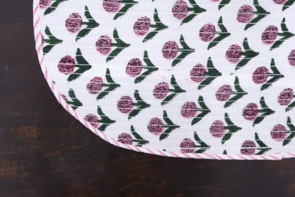 Handcrafted Handblock Printed Cotton Bedside Mat - Image 3