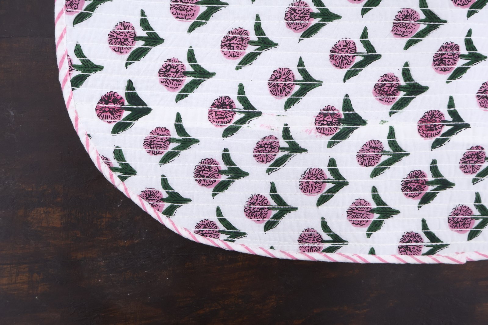 Handcrafted Handblock Printed Cotton Bedside Mat - Image 3