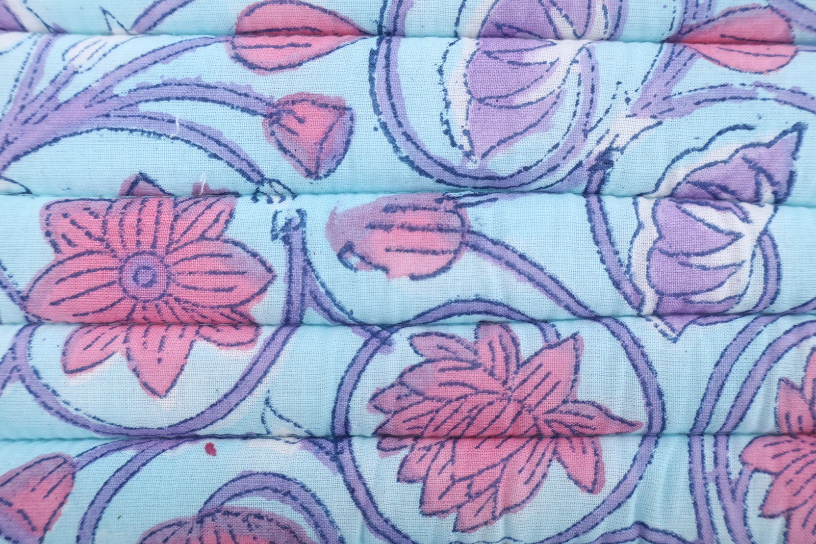Vintage Inspired Handblock Printed Cotton Mat - Image 3