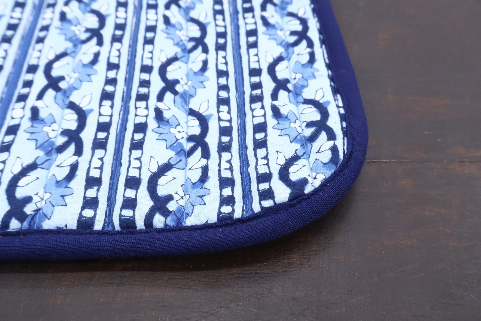 Rustic Style Handblock Print Cotton Floor Mat - Image 3