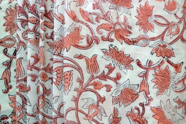 Handblock Printed Indigo Cotton Fabric by Yard - Image 3