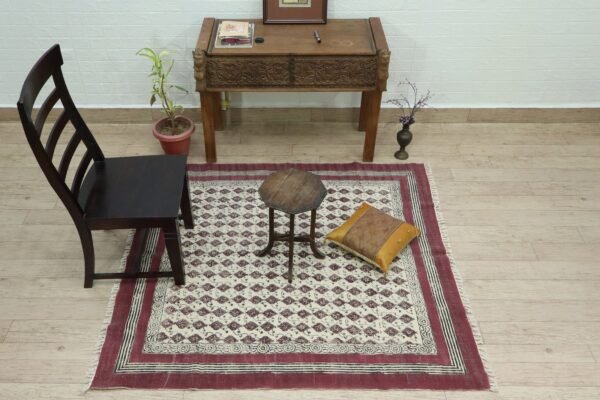 Artisan Block Print Cotton Durry Carpet - Image 3
