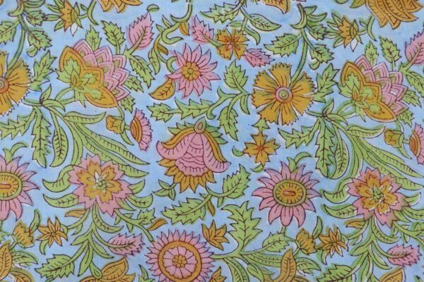 Lightweight Mulmul Handblock Printed Fabric for Dupatta - Image 3