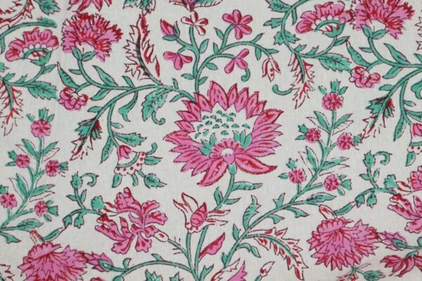 Elegant Handblock Print Silk Fabric for Sarees - Image 3