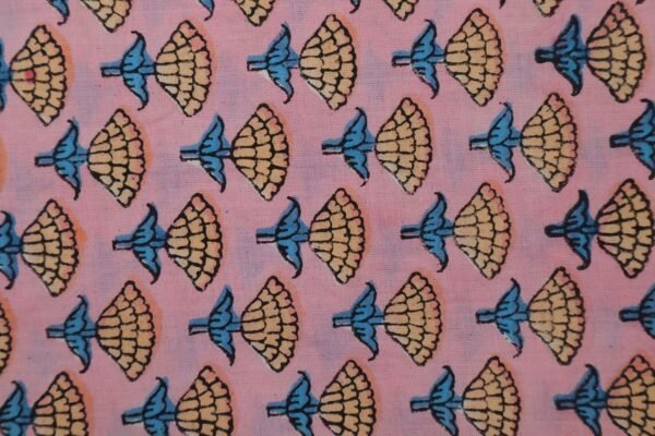 Geometric Handblock Printed Khadi Fabric for Bedsheets - Image 3