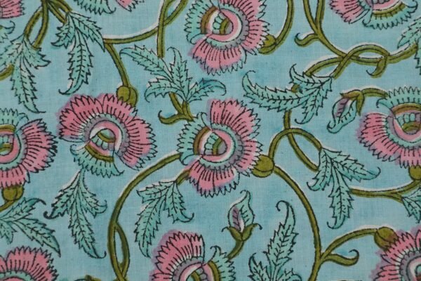 Abstract Handblock Printed Cotton Fabric for Fashion - Image 3