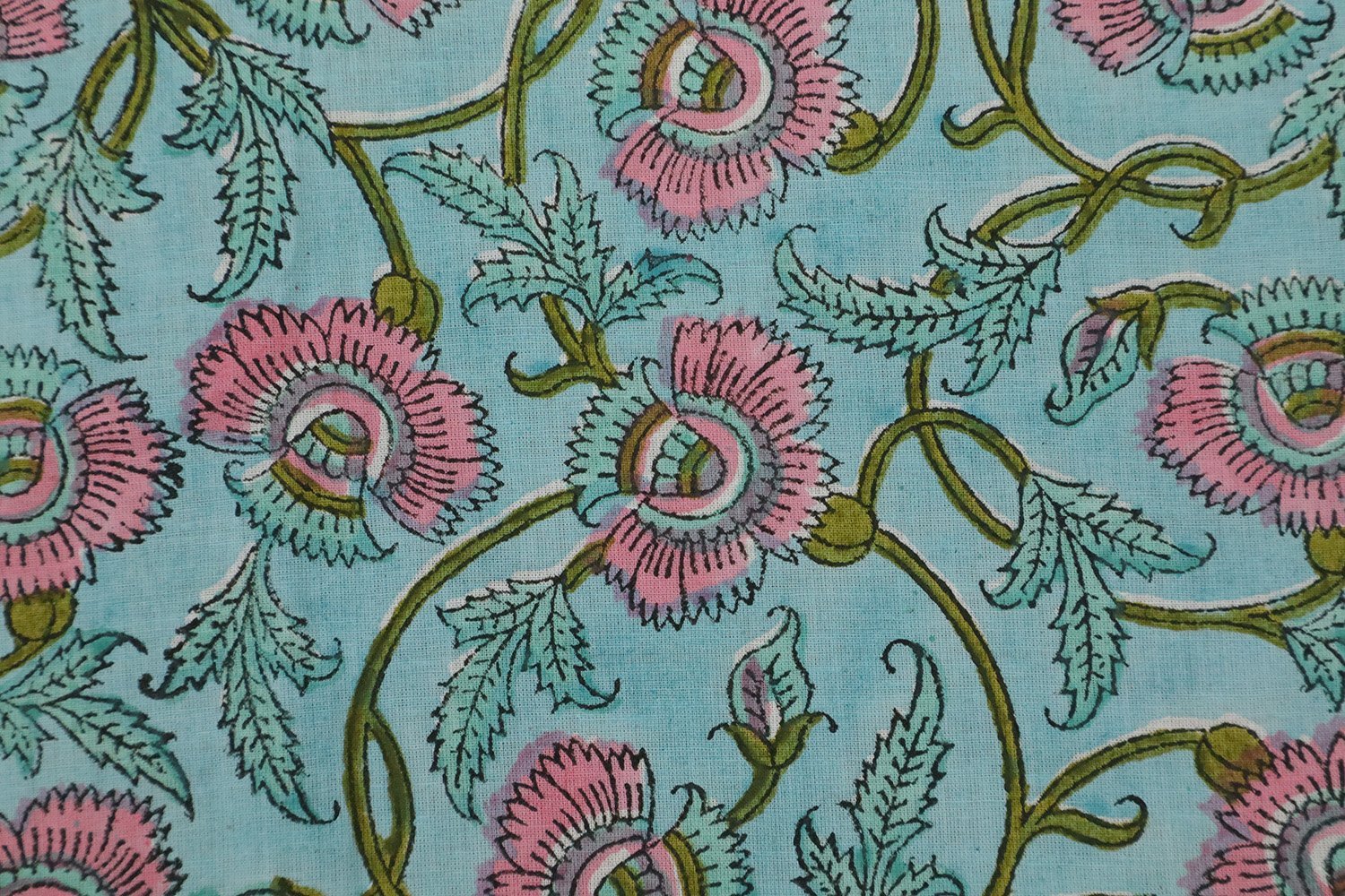 Abstract Handblock Printed Cotton Fabric for Fashion - Image 3