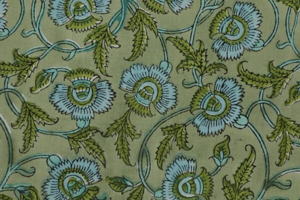 Indigo Handblock Printed Mulmul Fabric for Dressmaking - Image 3
