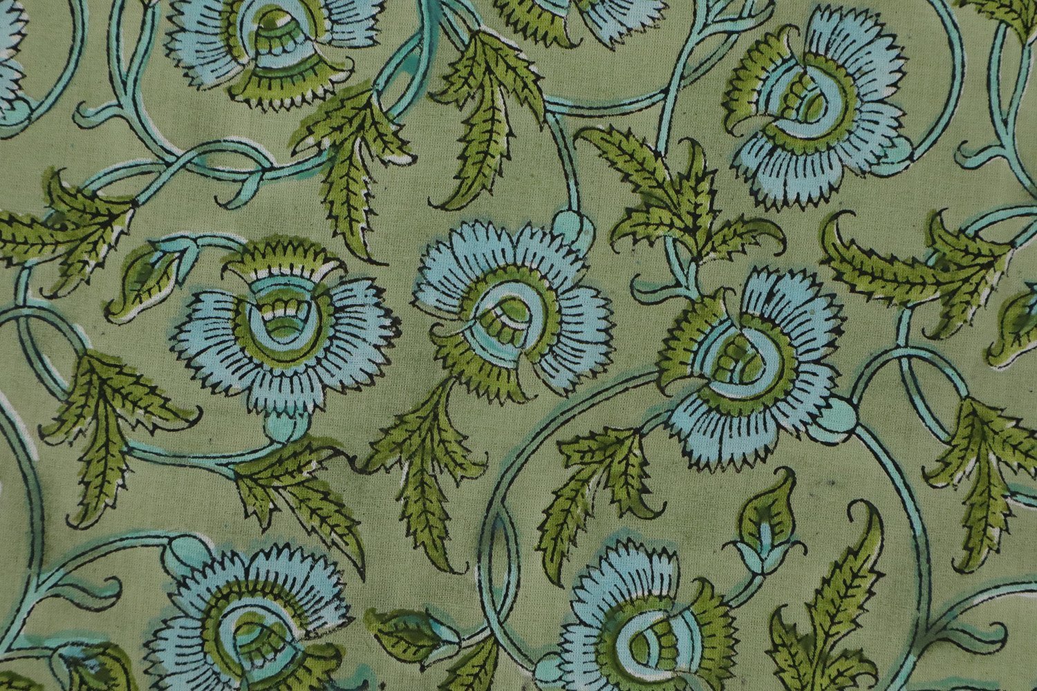 Indigo Handblock Printed Mulmul Fabric for Dressmaking - Image 3