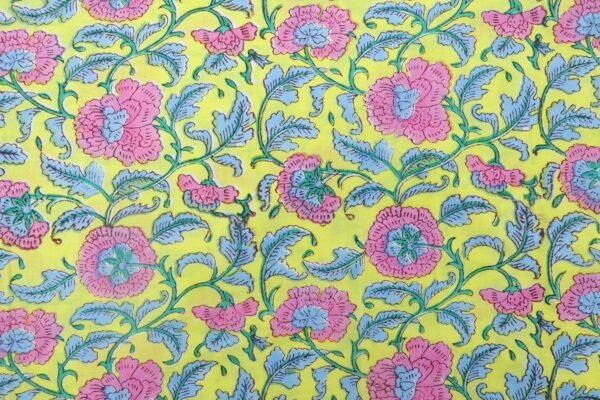 Modern Handblock Printed Silk Fabric for Crafts - Image 3