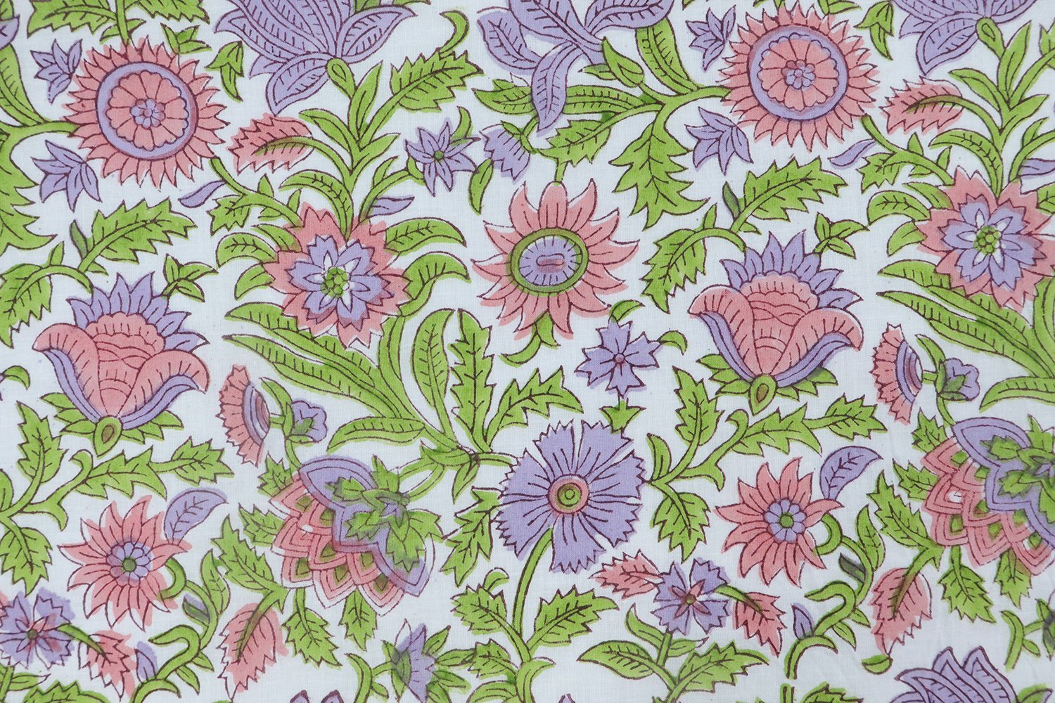 Floral Handblock Printed Khadi Fabric for Curtains - Image 3