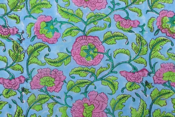 Paisley Handblock Printed Cotton Fabric for Sarees - Image 3