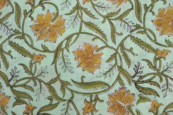 Indigo Handblock Printed Silk Fabric for Bedsheets - Image 3