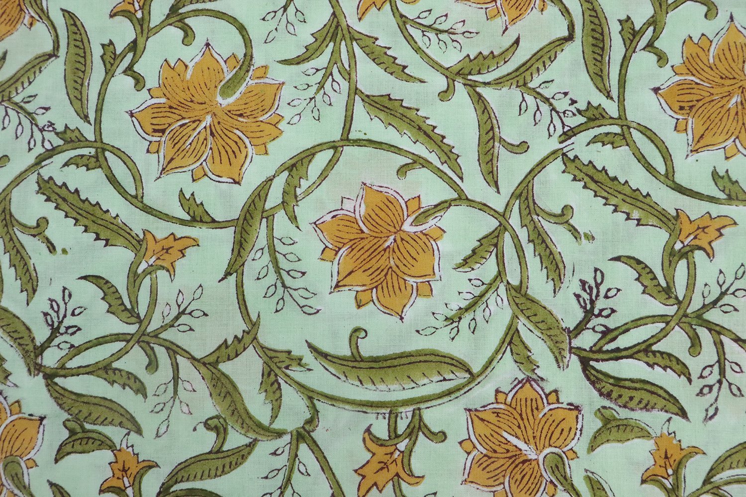 Indigo Handblock Printed Silk Fabric for Bedsheets - Image 3