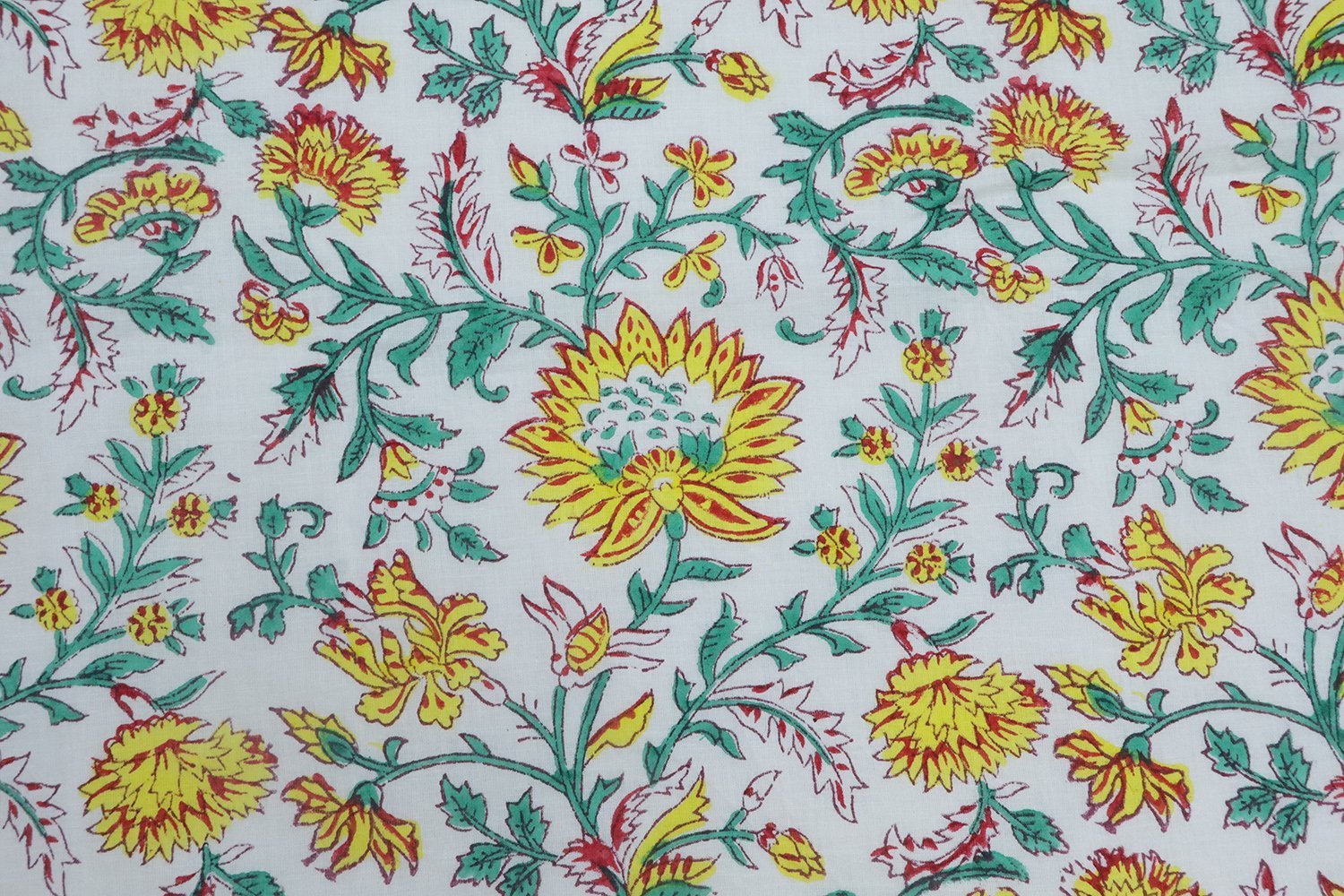 Bohemian Handblock Printed Khadi Fabric for Quilting - Image 3