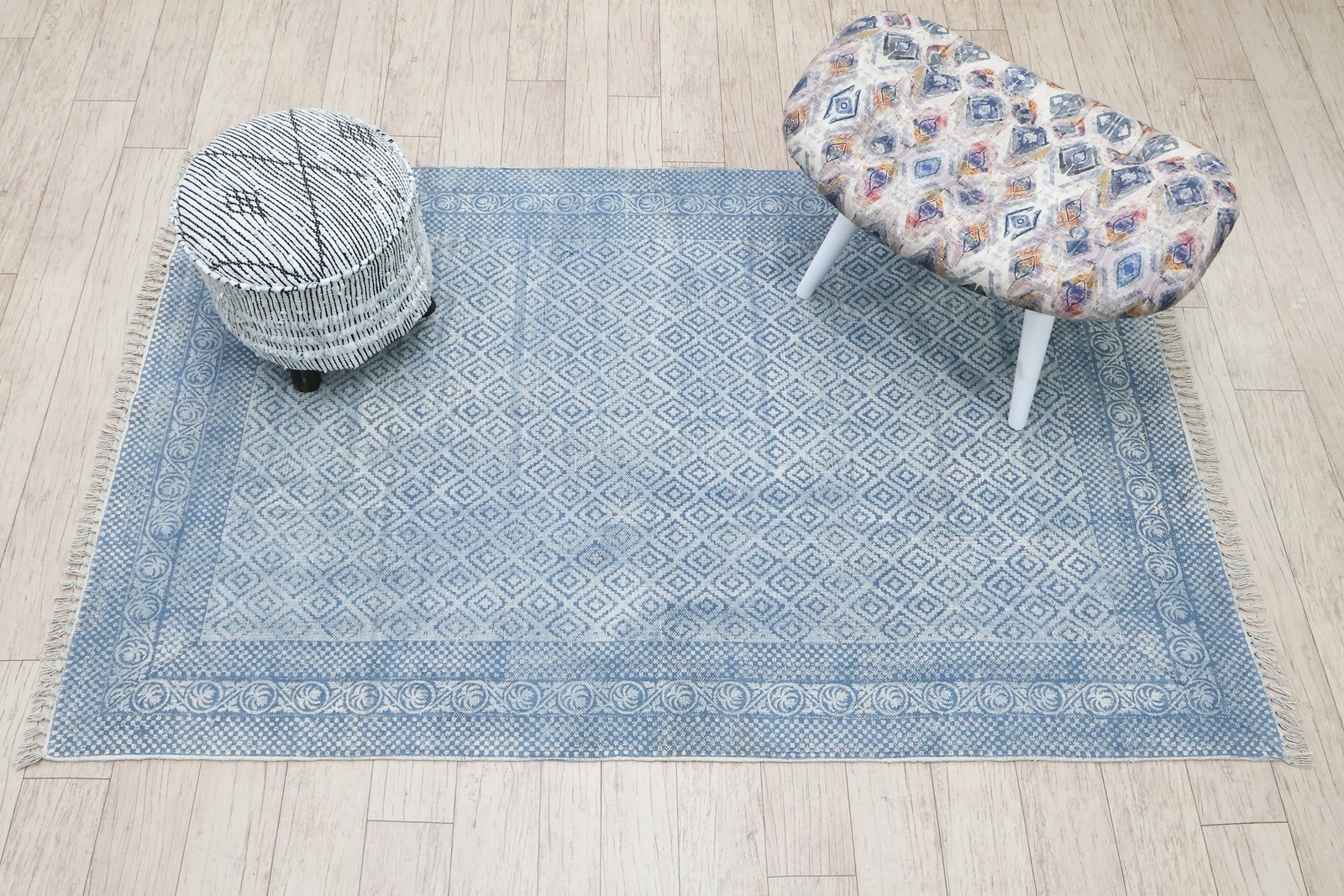 Lightweight Block Printed Cotton Carpet - Image 4