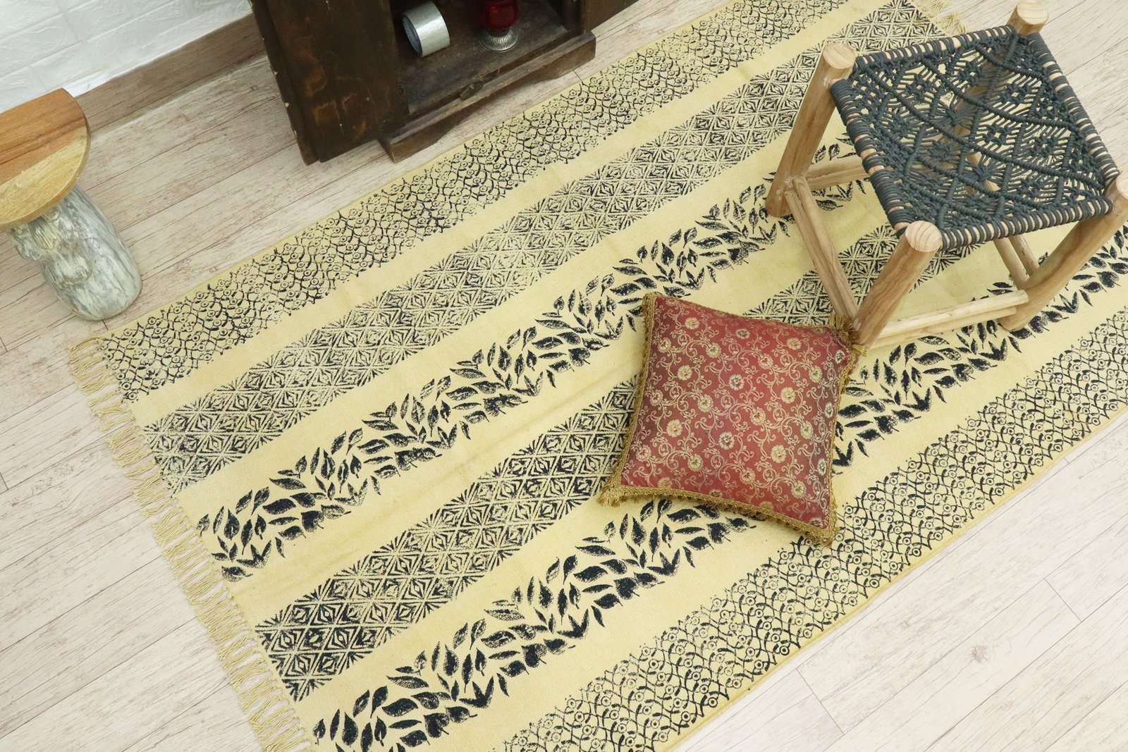 Modern Block Print Cotton Durry - Image 4