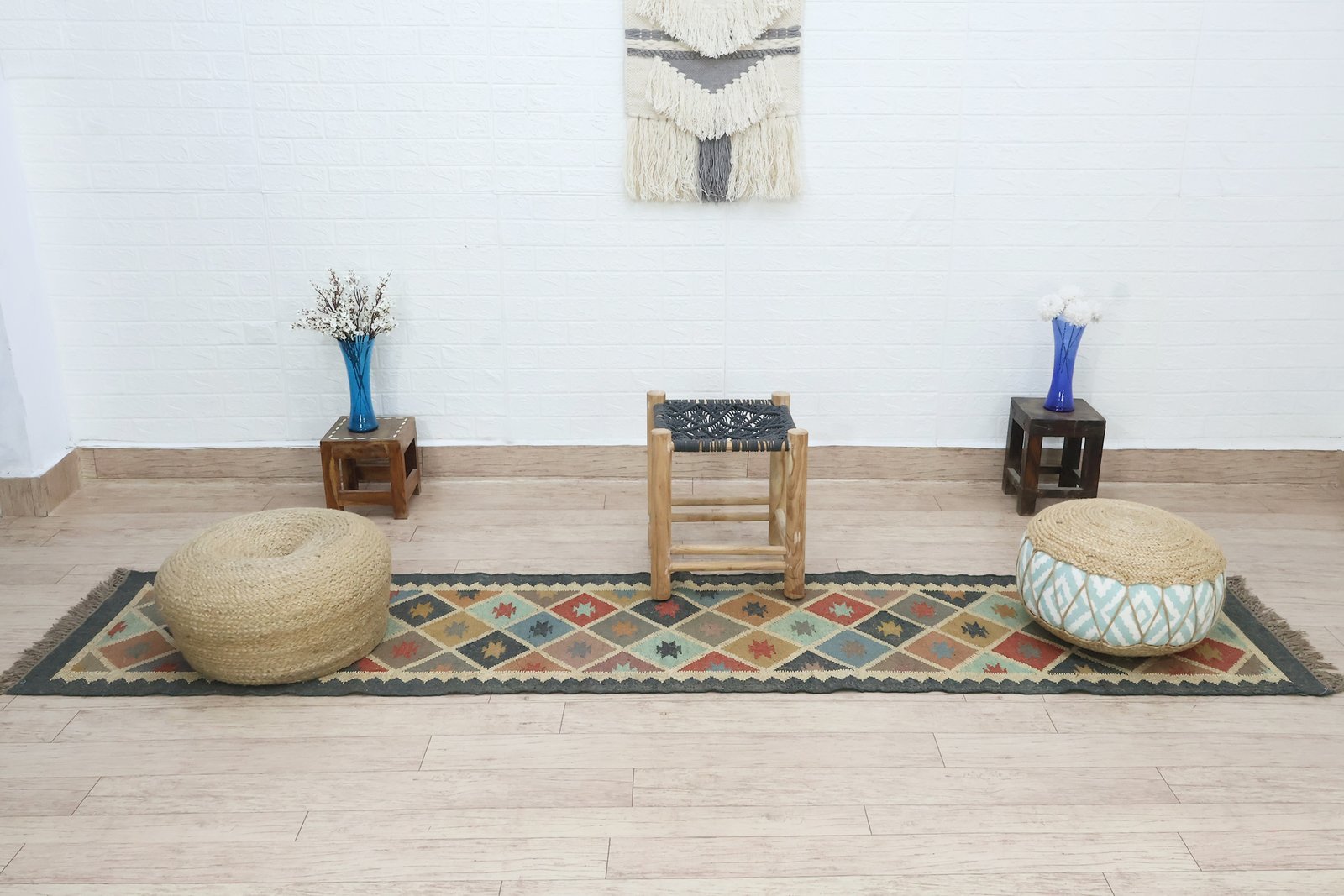 Designer Wool Jute Woven Durry Rug - Image 4