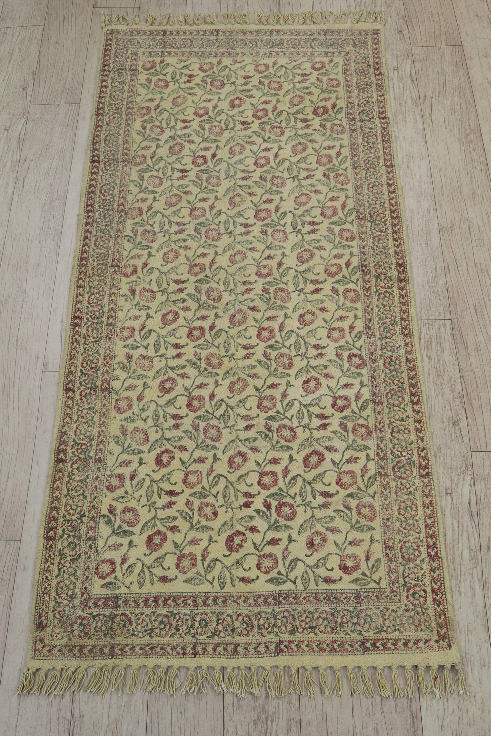 Bohemian Block Printed Cotton Rug - Image 4