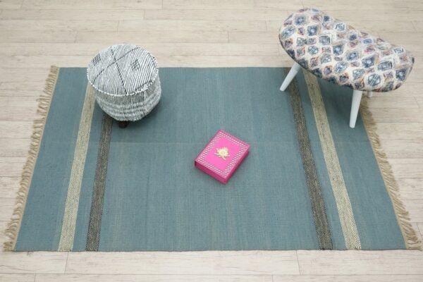 Eco-Friendly Vintage Round Wool Jute Durry for Office - Image 4