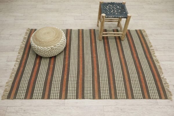Designer Minimalist Square Wool Jute Durry for Patio - Image 4