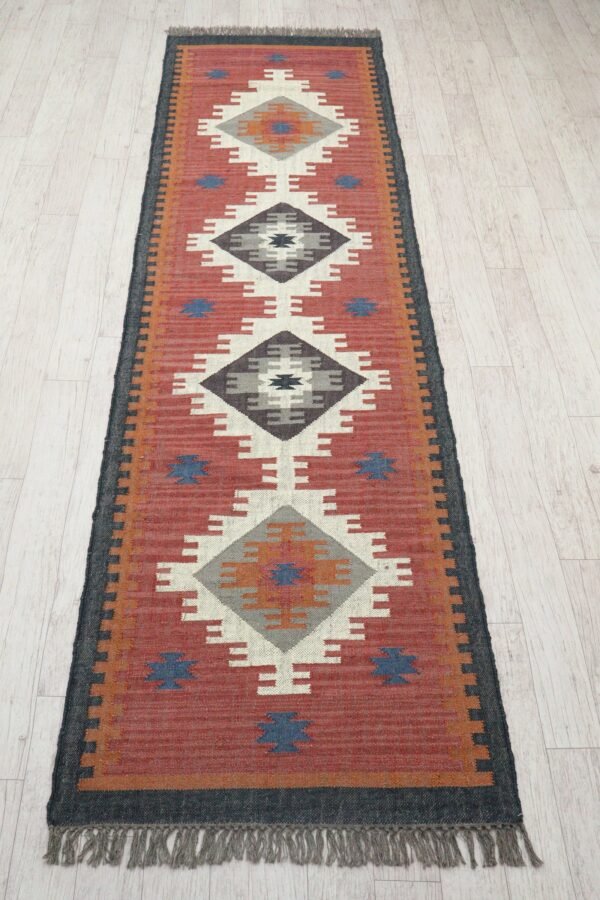 Handmade Rustic Oval Wool Jute Durry for Living Room - Image 4