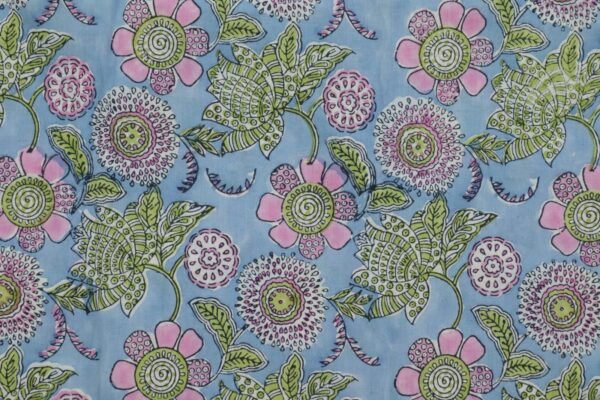 Bohemian Handblock Printed Silk Fabric for Shirts - Image 4