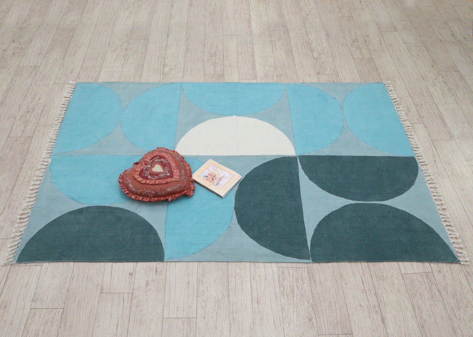 Traditional Motif Block Print Cotton Rug - Image 4