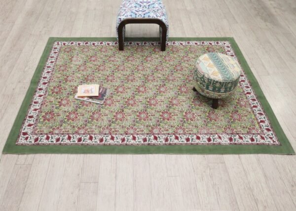 Pure Cotton Block Print Durry Carpet - Image 4
