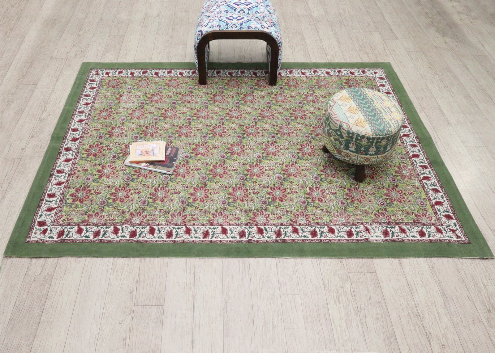 Pure Cotton Block Print Durry Carpet - Image 4