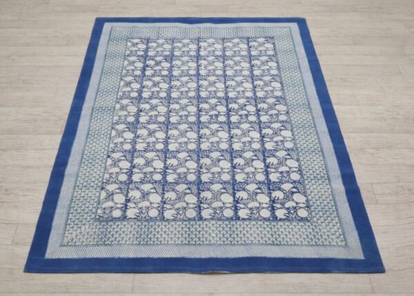 Elegant Block Printed Cotton Rug - Image 4