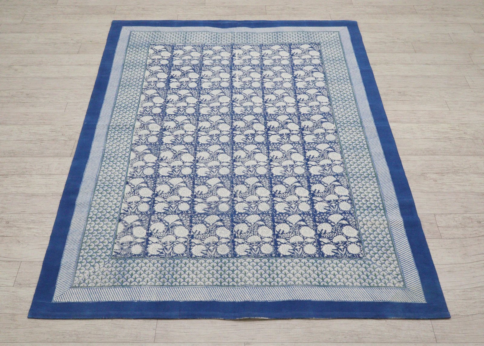 Elegant Block Printed Cotton Rug - Image 4
