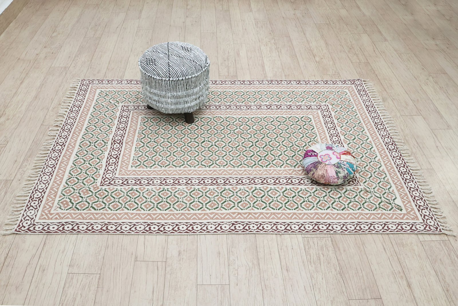 Contemporary Block Printed Cotton Durry - Image 4