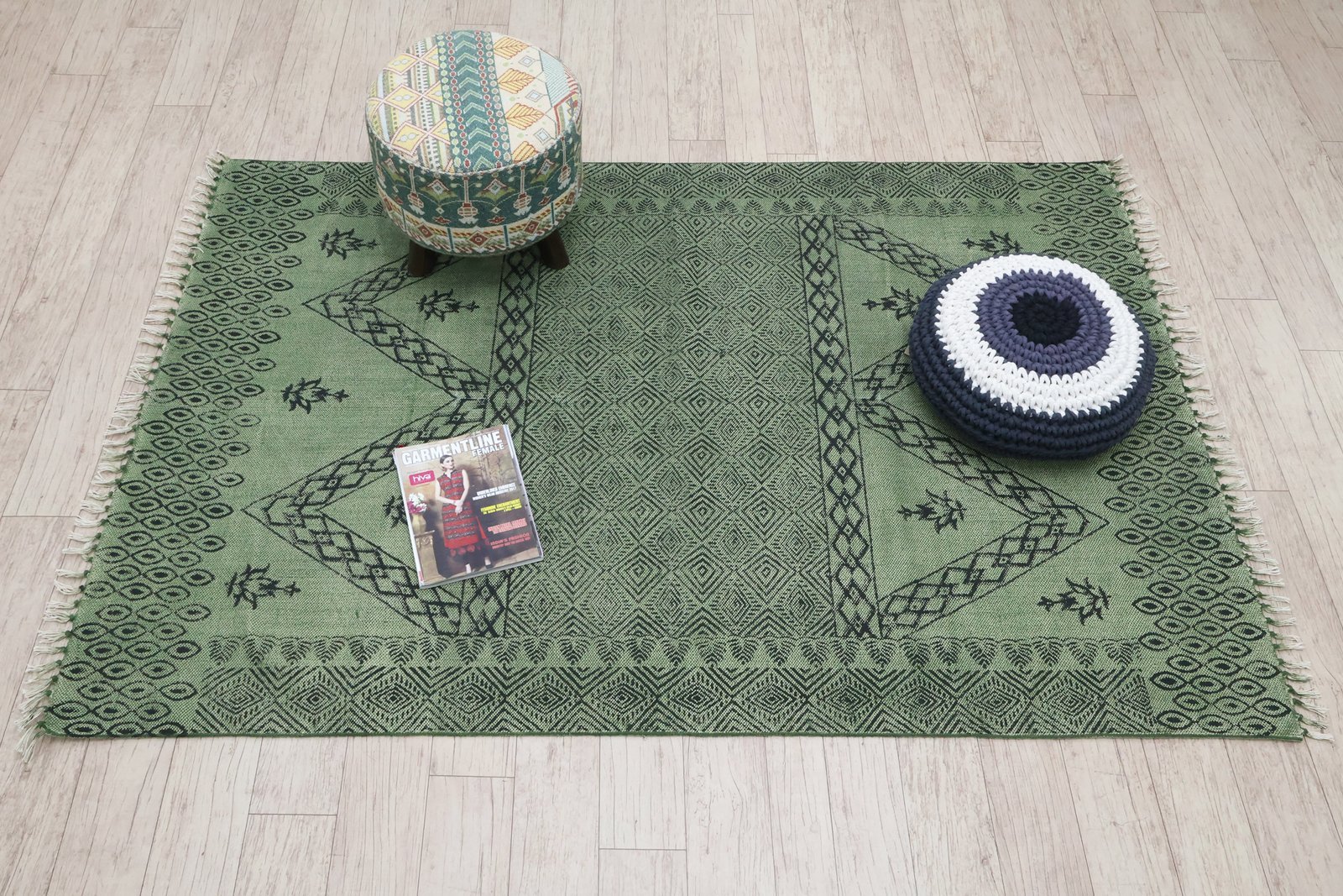 インドの敷物 草木染めコットンダリー リビングマットサイズ 約 幾何学 プレゼント アジアン クリスマス ラグ インド綿 エスニック コットン - 120 X 180 CM - Image 4