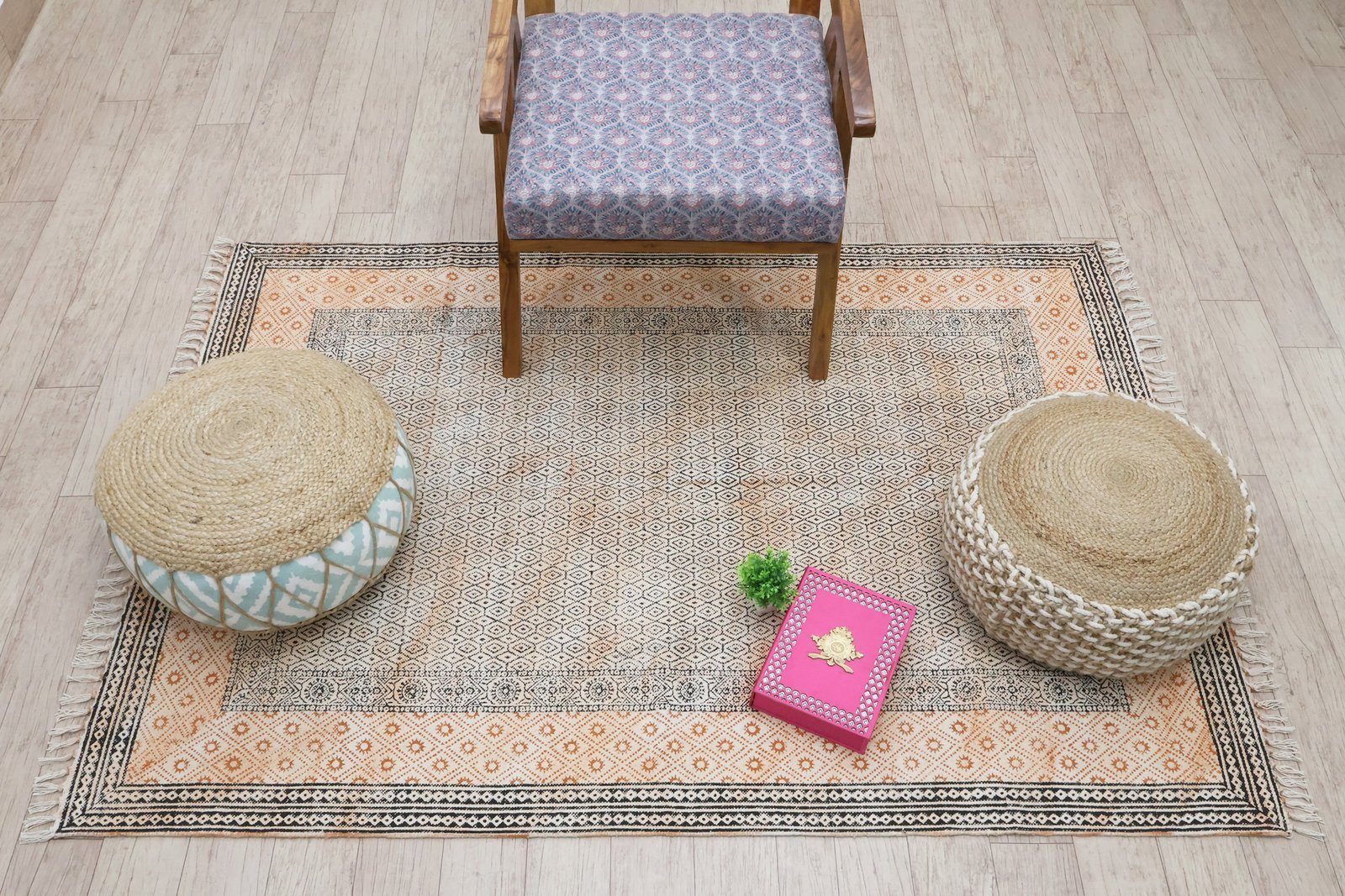 Eco-Conscious Block Print Cotton Rug - Image 4