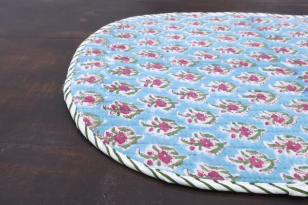 Modern Handblock Printed Cotton Floor Rug Mat - Image 4