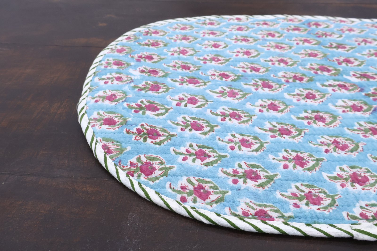 Modern Handblock Printed Cotton Floor Rug Mat - Image 4