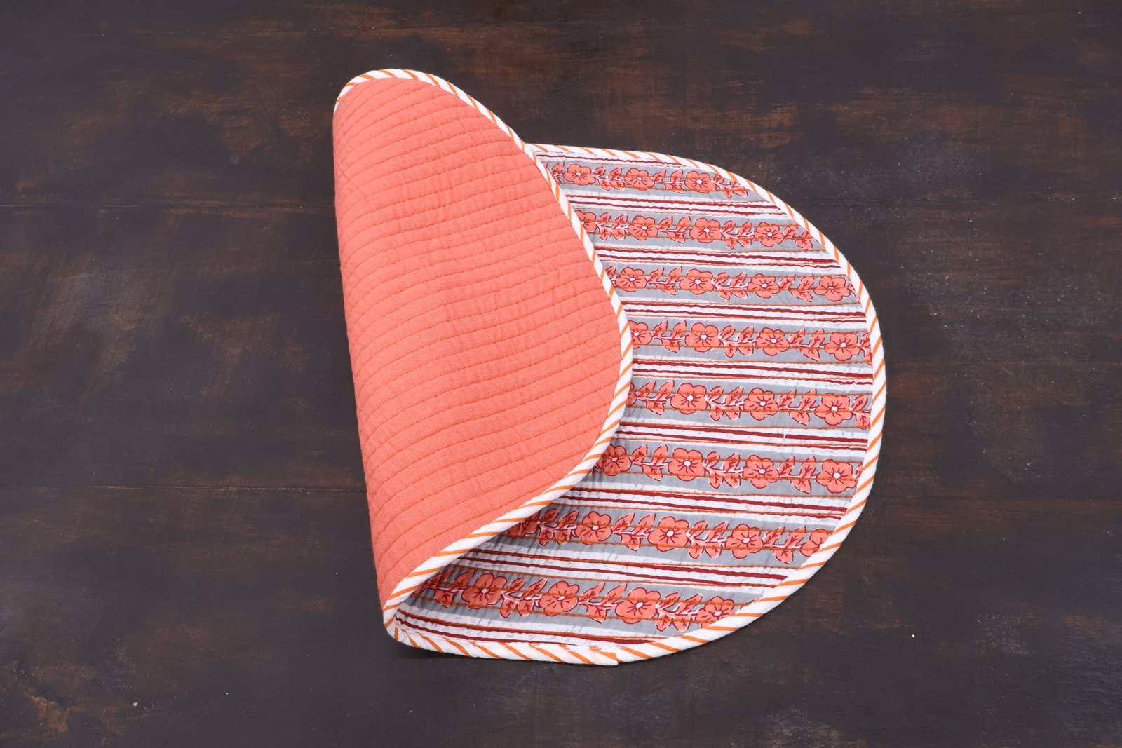 Bohemian Handblock Printed Cotton Decorative Mat - Image 4