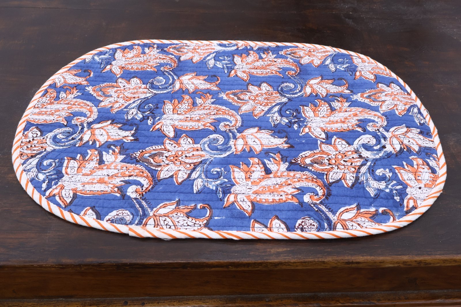 Lightweight Cotton Handblock Printed Floor Mat - Image 4