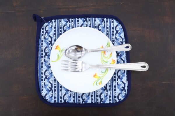 Rustic Style Handblock Print Cotton Floor Mat - Image 4