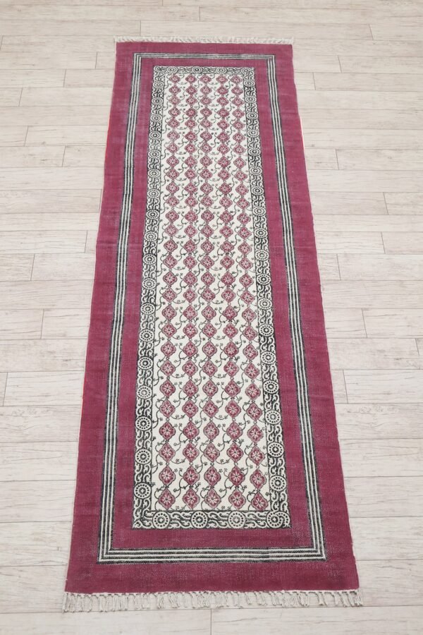 Vintage Style Block Printed Cotton Rug - Image 4
