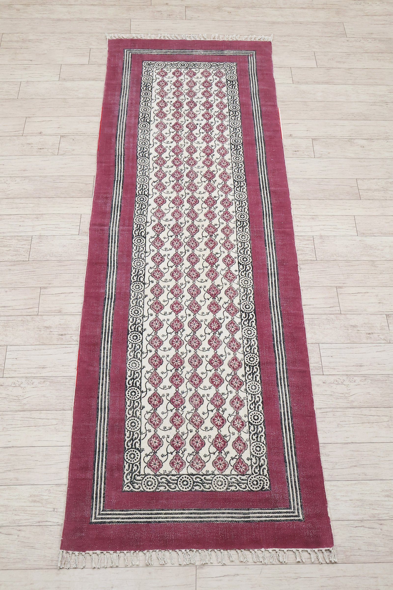 Vintage Style Block Printed Cotton Rug - Image 4