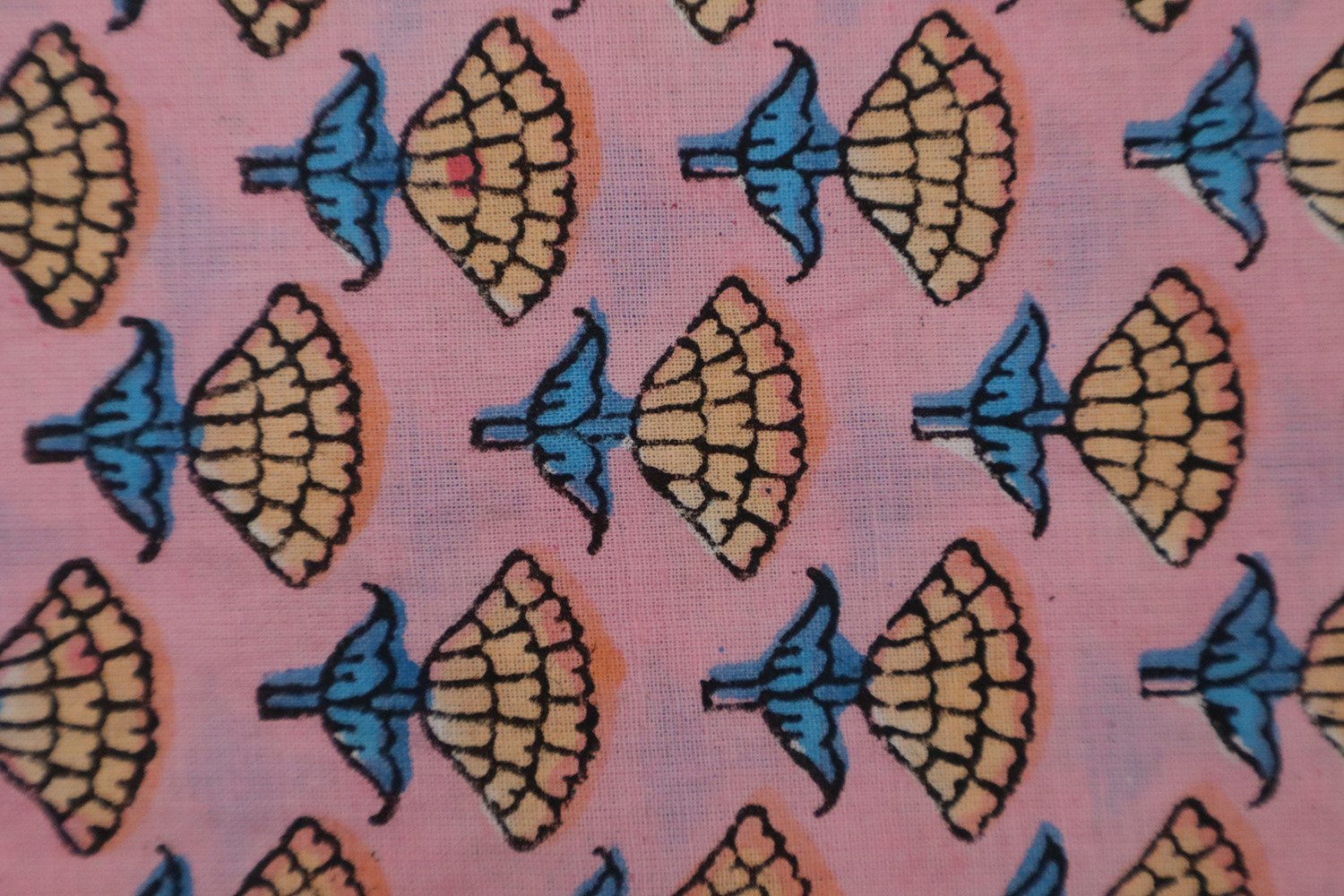 Geometric Handblock Printed Khadi Fabric for Bedsheets - Image 4