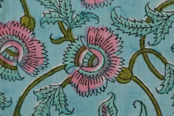 Abstract Handblock Printed Cotton Fabric for Fashion - Image 4