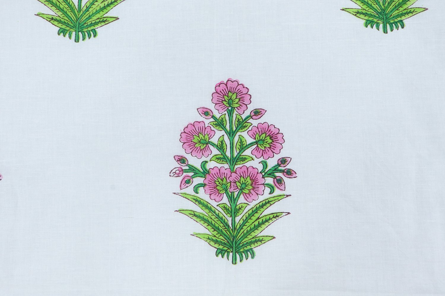 Bohemian Handblock Printed Linen Fabric for Upholstery - Image 4