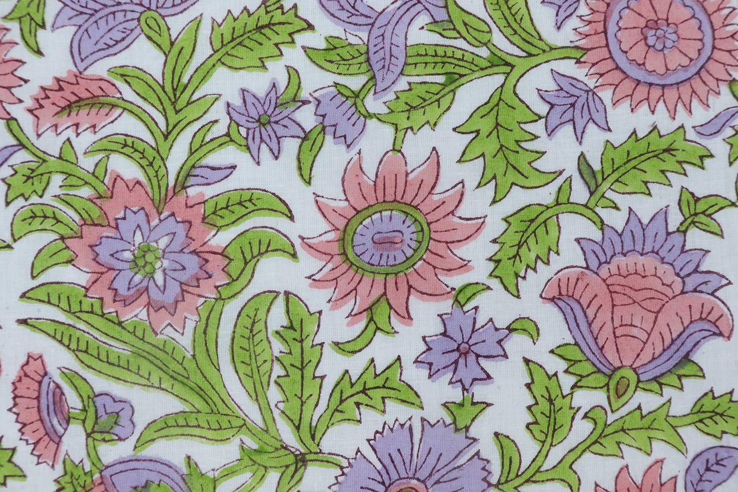 Floral Handblock Printed Khadi Fabric for Curtains - Image 4