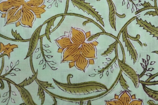 Indigo Handblock Printed Silk Fabric for Bedsheets - Image 4