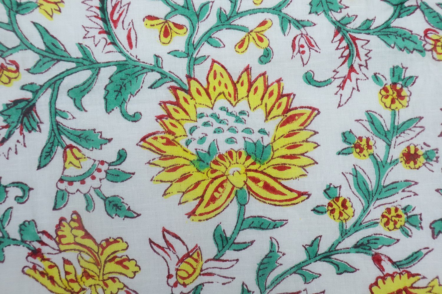 Bohemian Handblock Printed Khadi Fabric for Quilting - Image 4